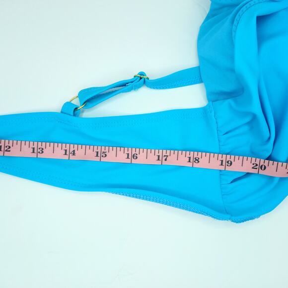 Turquoise Side Cutout Wrap Bikini Top New York & Co XL NWT - Picture 7 of 10